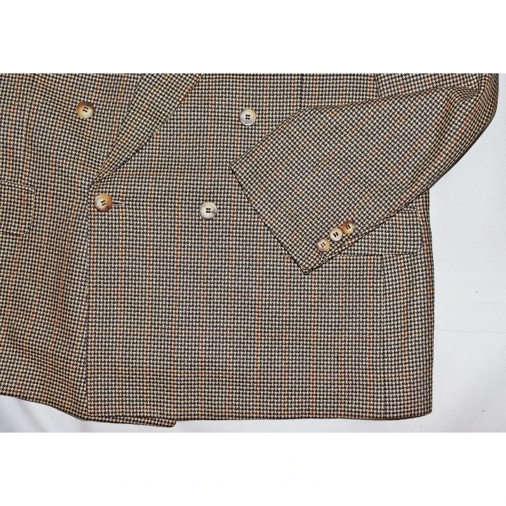 Bartolini 100%‎ Silk Sport Coat Blazer Jacket S 44 Houndstooth Check Vintage